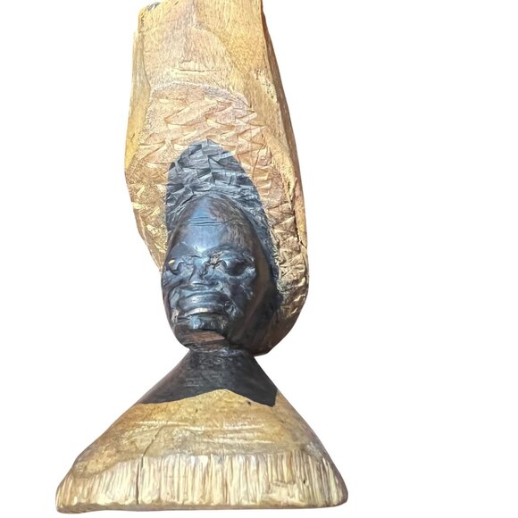 Vtg African Hand-Carved Ebony Wood Female Bust Sculpture Makonde Mpinga Folk Art - Picture 2 of 11